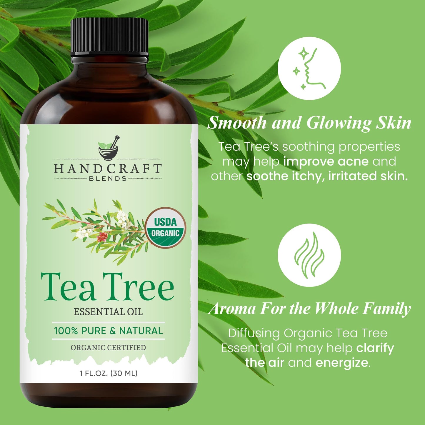 Handcraft Blends Organic Tea Tree Essential Oil - 1 oz | 100% Pure & Natural