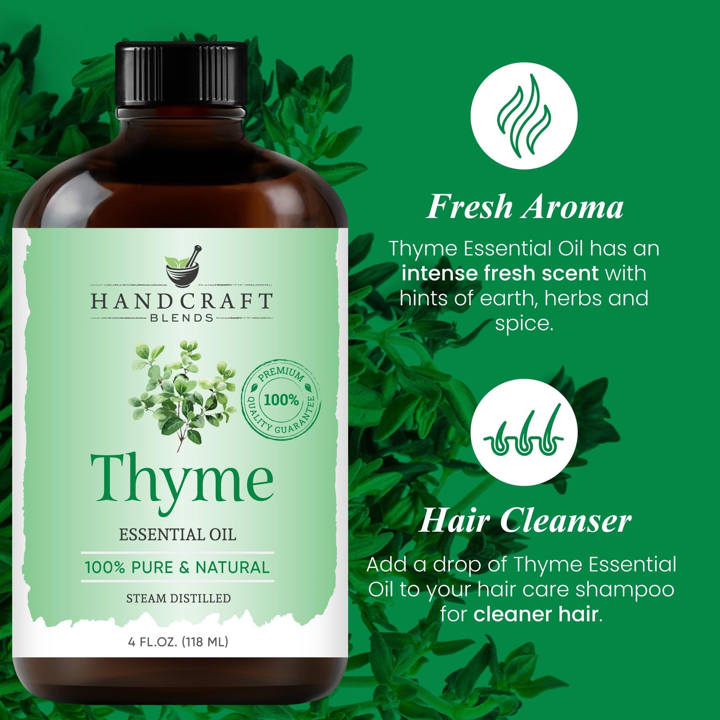Thyme Essential Oil 4 oz – 100% Pure & Natural | Handcraft Blends