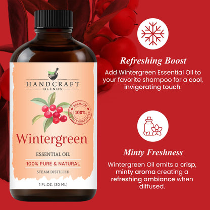 Handcraft Blends Wintergreen Essential Oil – 1 Fl Oz | 100% Pure & Natural, Premium Grade