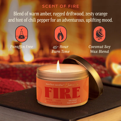 Zodiac Fire Candle for Women – Aries, Leo & Sagittarius with Crystals Inside
