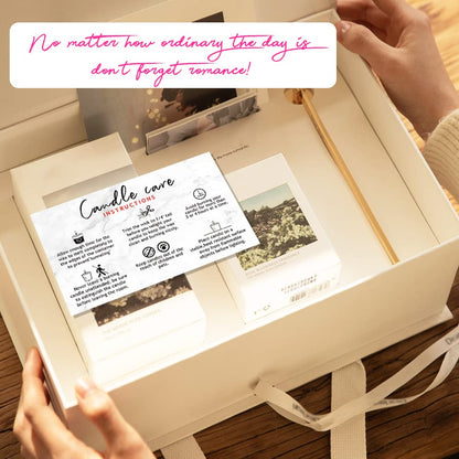 Handmade Candle Care Instruction Card - 50 Pack (3.5 x 2 in) Marble Look Design