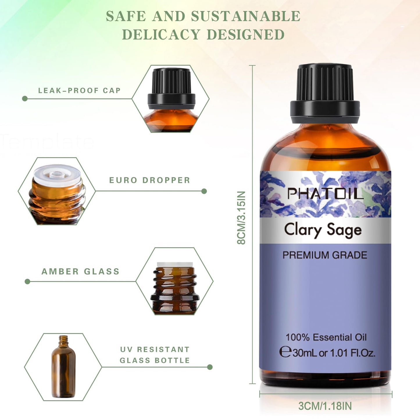 Clary Sage Essential Oil 30ml | PHATOIL Pure Essential Oil for Diffusers, Candles & Soaps
