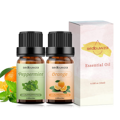 Sedbuwza Peppermint Orange Essential Oil Set - 2 x 10 ml for Diffuser, Aromatherapy