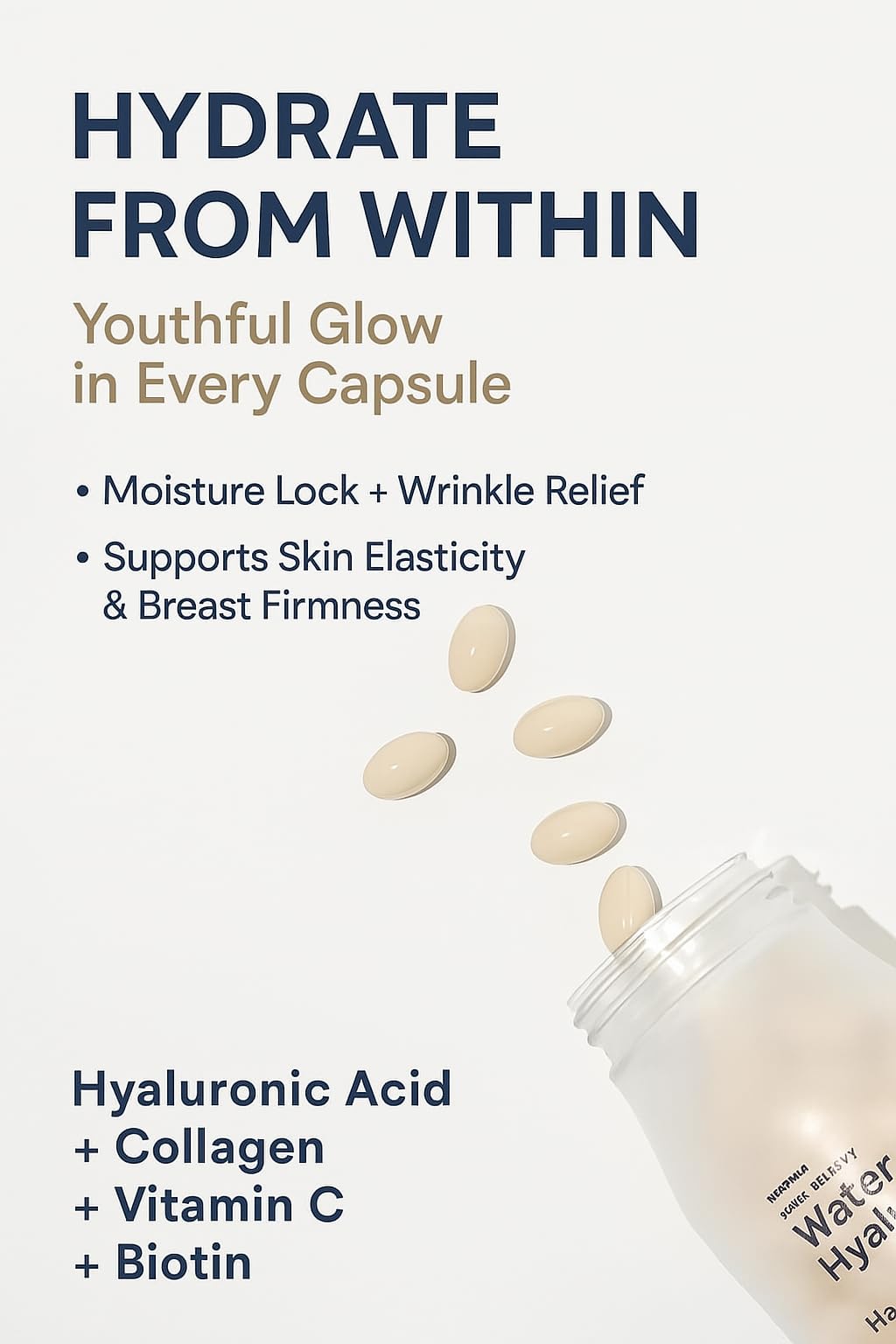 Hanskin Hyaluronic Acid Supplements for Hair, Skin & Nails | 60 Capsules