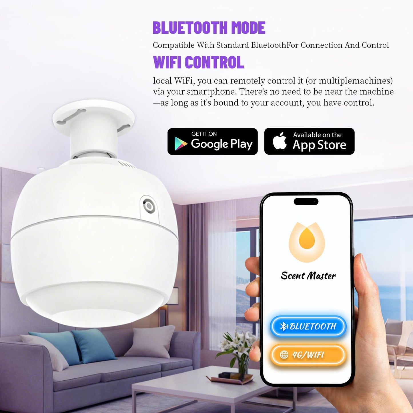 HAONINYUE Ceiling-Mounted 3500 Sq Ft Smart Scent Machine – Whole-House Aroma Diffuser