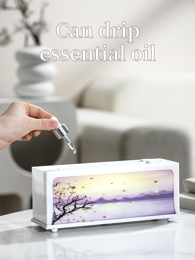 HapIntlNex Essential Oil Diffuser Ultrasonic Fireplace Flame | Auto Shut-Off | 7-Color LED