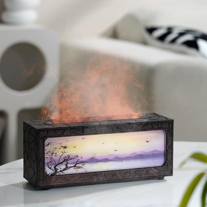 HapIntlNex Essential Oil Diffuser Ultrasonic Fireplace Flame | Auto Shut-Off | 7-Color LED