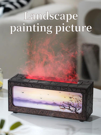 HapIntlNex Essential Oil Diffuser Ultrasonic Fireplace Flame | Auto Shut-Off | 7-Color LED