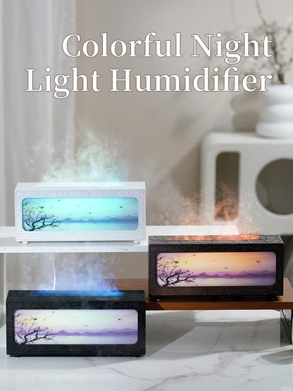 HapIntlNex Essential Oil Diffuser Ultrasonic Fireplace Flame | Auto Shut-Off | 7-Color LED
