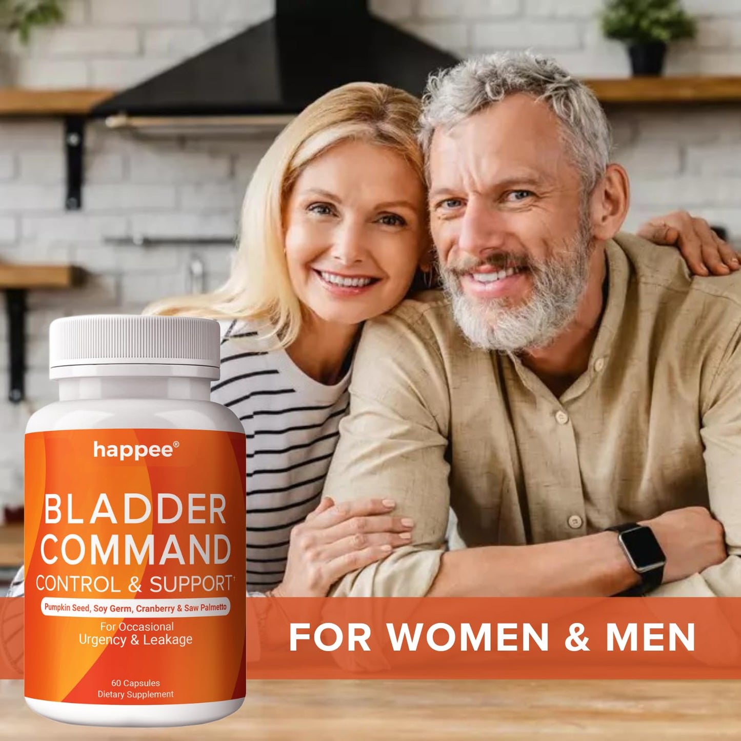 Happee Bladder Command - Bladder Control Supplement for Women & Men, 60 Capsules