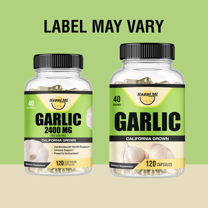 Happi Mi Garlic Capsules 2400mg – Organic California Garlic, Immune Support
