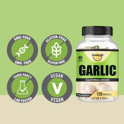 Happi Mi Garlic Capsules 2400mg – Organic California Garlic, Immune Support