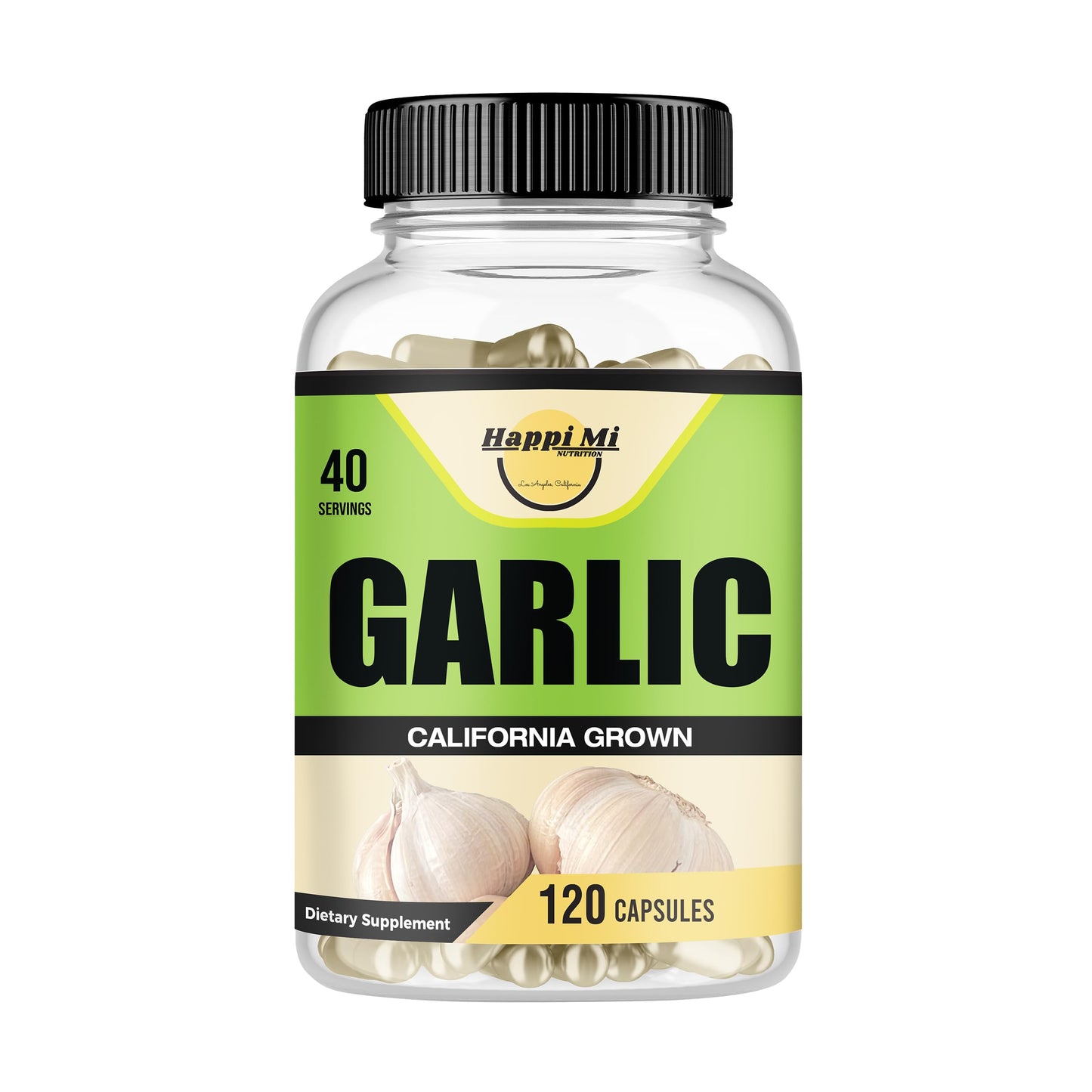 Happi Mi Garlic Capsules 2400mg – Organic California Garlic, Immune Support