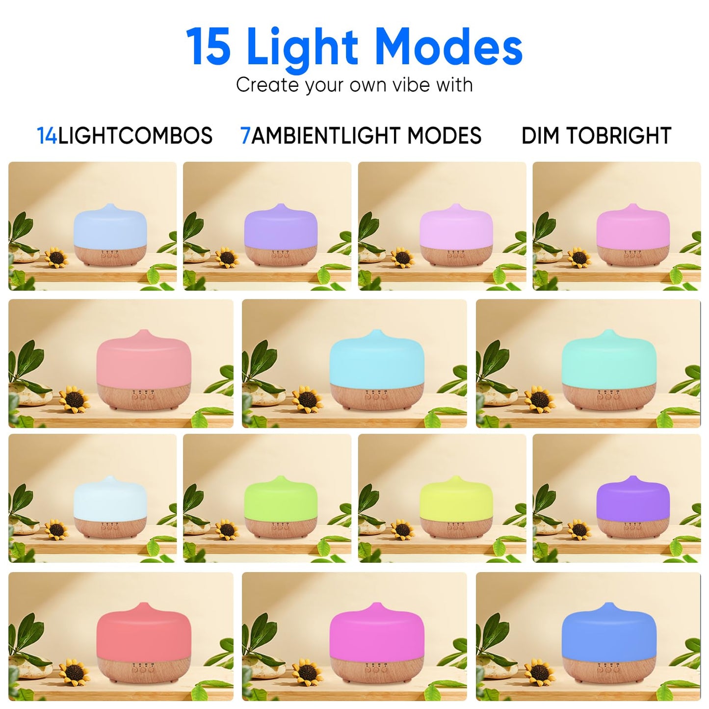 HAPPTWS 1000ml Essential Oil Diffuser with Remote Control - 7 Color LED for Large Rooms