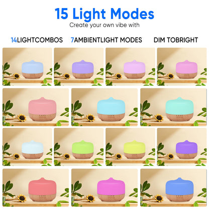 HAPPTWS 1000ml Essential Oil Diffuser with Remote Control - 7 Color LED for Large Rooms