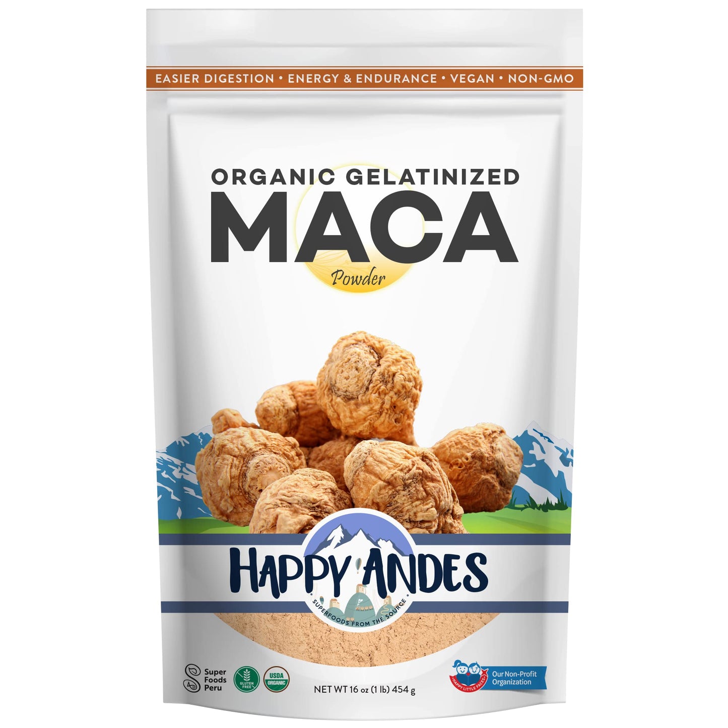 Happy Andes Organic Maca Powder Gelatinized 16 oz – Premium Quality, Stamina & Energy
