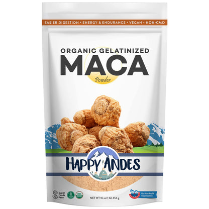 Happy Andes Organic Maca Powder Gelatinized 16 oz – Premium Quality, Stamina & Energy
