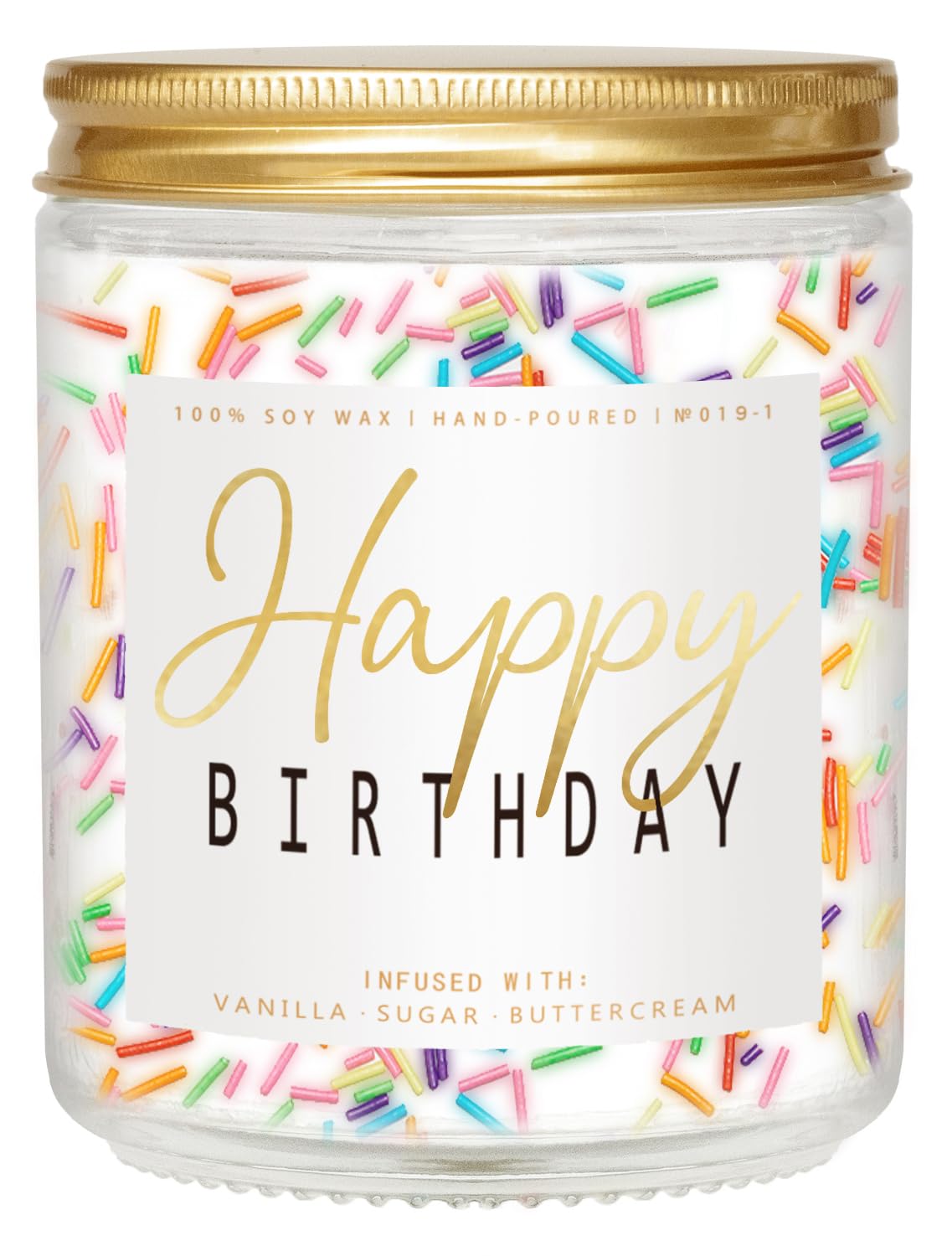 Happy Birthday Candle – Vanilla Cream 7oz Scented Candle with Sprinkles | Unique Birthday Gifts