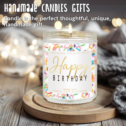 Happy Birthday Candle – Vanilla Cream 7oz Scented Candle with Sprinkles | Unique Birthday Gifts