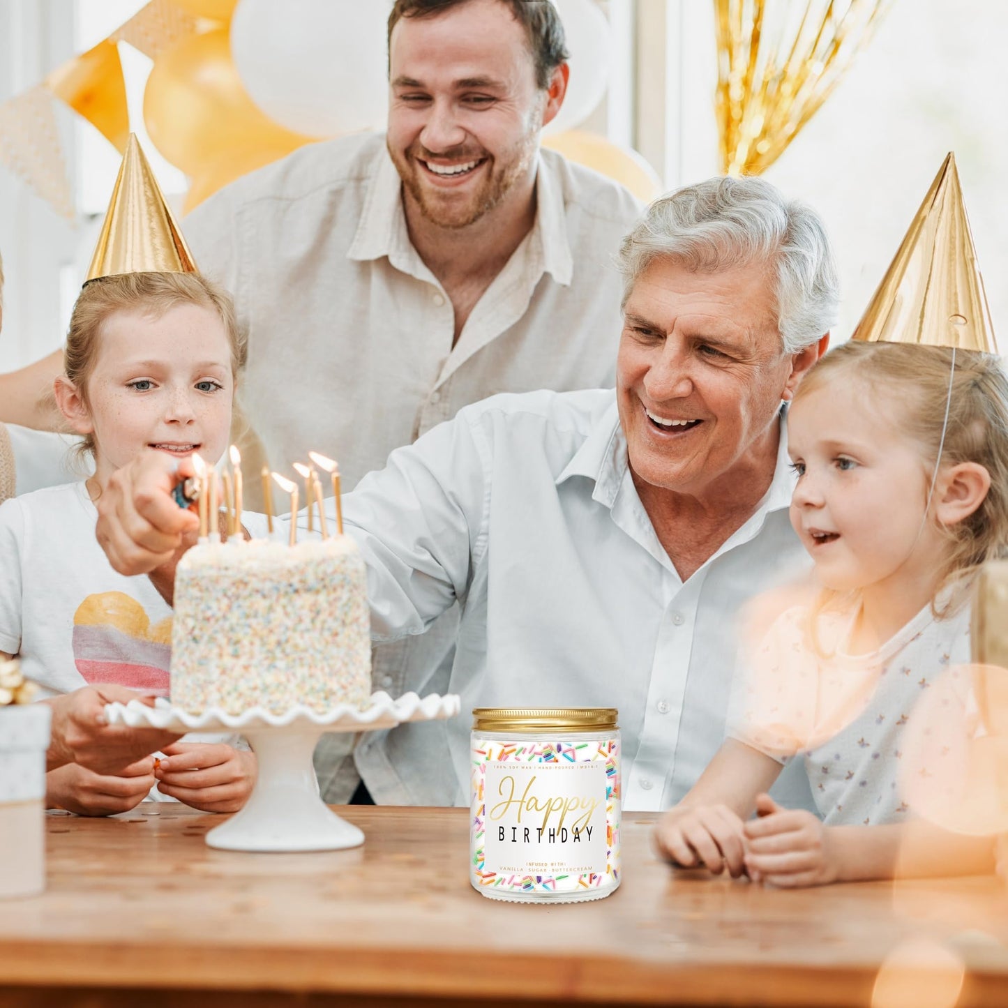 Happy Birthday Candle – Vanilla Cream 7oz Scented Candle with Sprinkles | Unique Birthday Gifts
