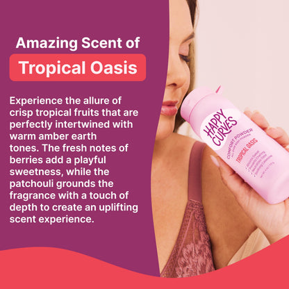 HAPPY CURVES Comfort Powder | Talc-Free Anti-Chafe Dusting Powder for Women – 4 oz Tropical Oasis