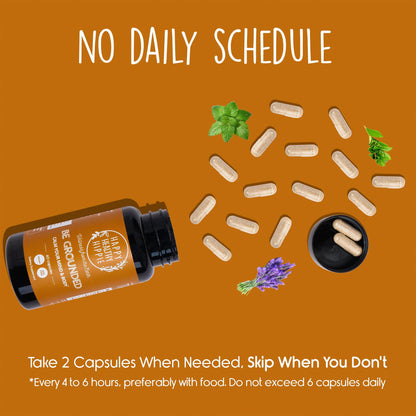 Be Grounded Stress Relief Supplement – Lavender Pills | Calm & Relaxation | 60 Ct | Happy Healthy Hippie