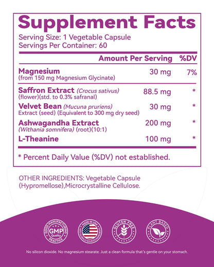 Happy Saffron Max: Mood, Energy & Focus Support - 60 Veg Capsules | Made in USA