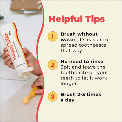 Happy Tooth Hydroxyapatite Toothpaste - Fluoride Free, Enamel Safe (4oz)