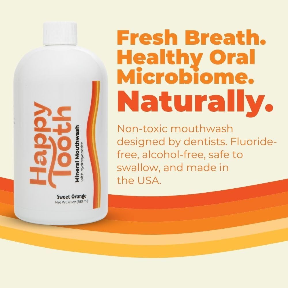 Happy Tooth Hydroxyapatite Mouthwash – Fluoride Free, Enamel Remineralization, Dentist-Formulated