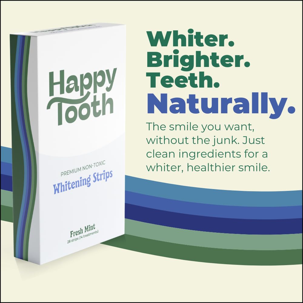 Happy Tooth Natural Whitening Kit – Sensitive Teeth Strips, Enamel Safe