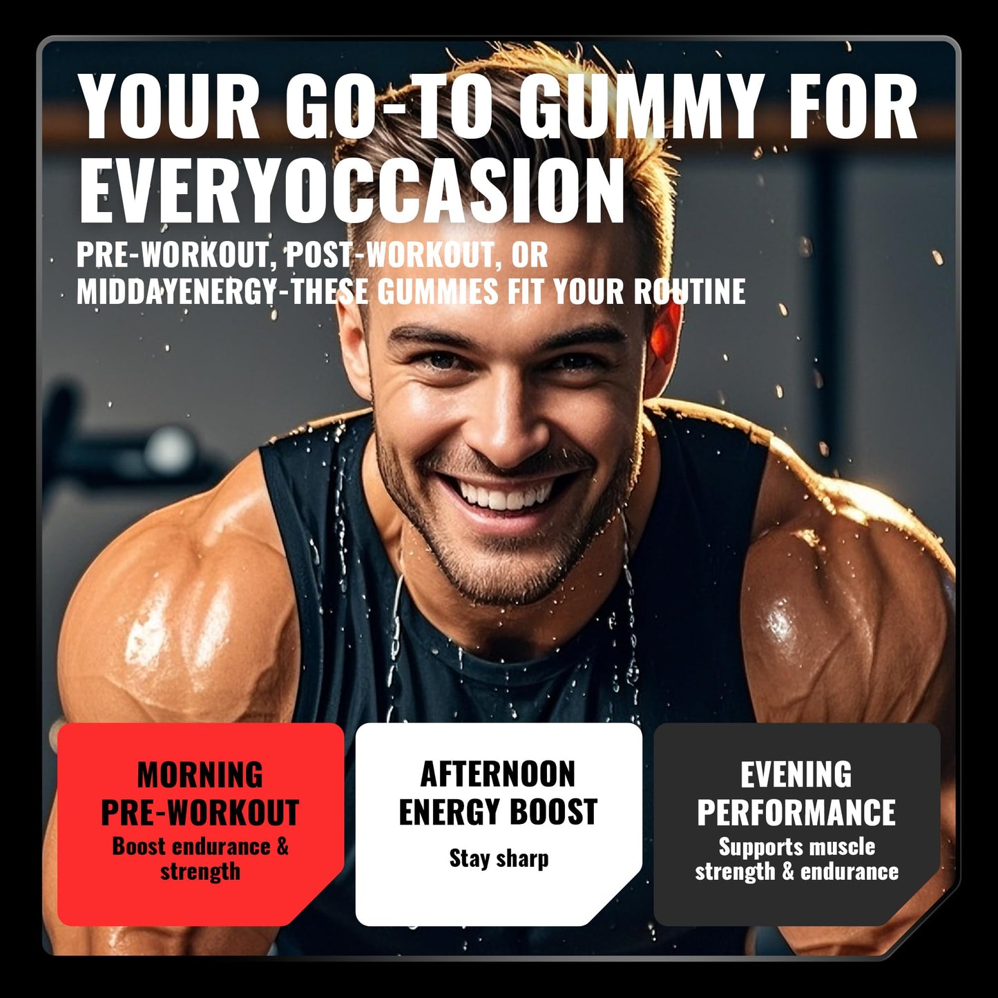 Happyummmm Creatine Monohydrate Gummies 2.5g per Gummy - Strawberry 90 ct | Vegan, Gluten-Free, Non-GMO
