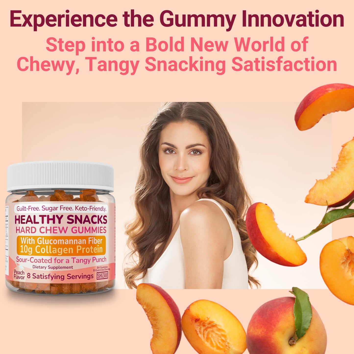 High-Fiber Keto Snacks - Gluten Free, No Sugar, Low Carb | Collagen Protein Gummies