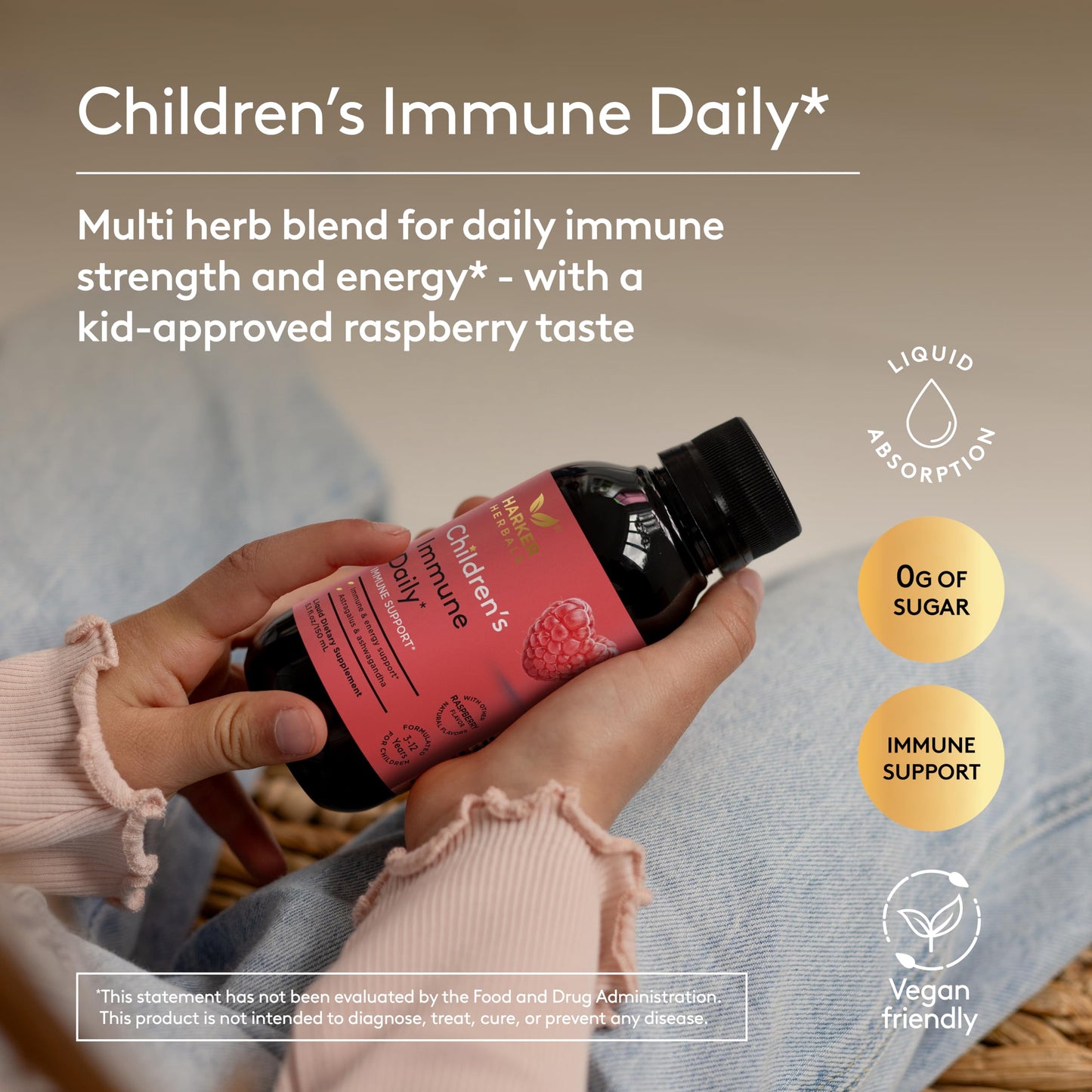 Harker Herbals Children's Immune Daily Syrup - Plant-Based Immune Support for Kids (5.1 fl oz)