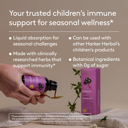 Harker Herbals Children's Immune & Wellbeing Herbal Syrup | Daily Immunity with Elderberry, Echinacea & Olive Leaf (5.1 fl oz)