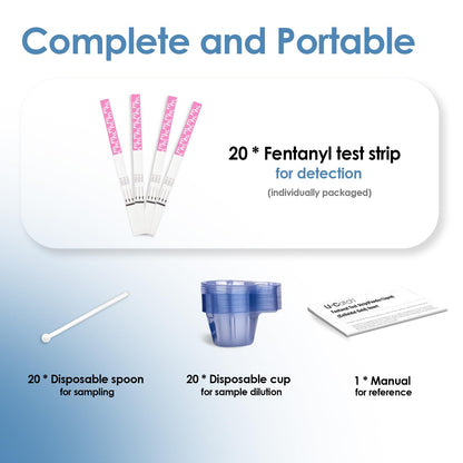 [20 Pack] Fentanyl Test Strips – Rapid Testing Kit for Liquids & Powders, High Sensitivity, Individually Packaged