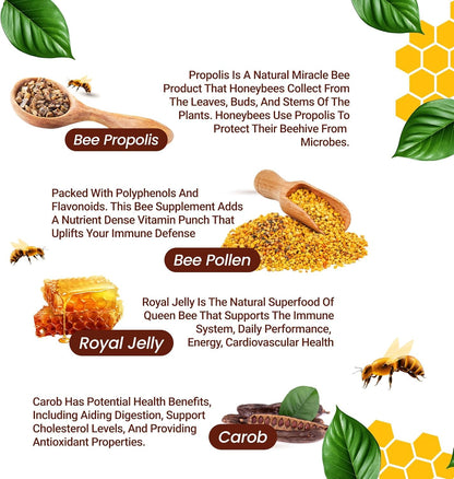 HARMONIFY Bee Pollen Propolis Royal Jelly Extract 1000mg – Immune Support Capsules