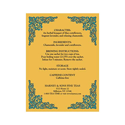 Harney & Sons Yellow and Blue Herbal Tea – Chamomile & Lavender, 20 Count per Tin (Pack of 4)