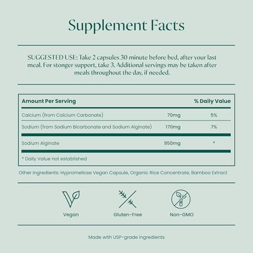 HartSpan Khelp All-Natural Reflux Support – Premium Alginate, Drug-Free, 60 Vegan Capsules