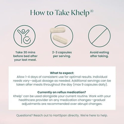 HartSpan Khelp All-Natural Reflux Support – Premium Alginate, Drug-Free, 60 Vegan Capsules
