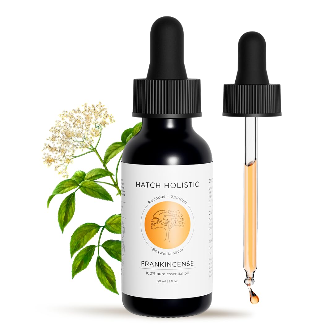 Hatch Holistic Frankincense Essential Oil 1oz – Pure Organic Resinous Scent for Meditation, Aromatherapy & Relaxation