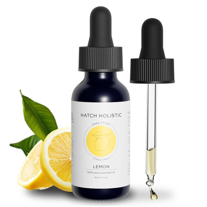 Hatch Holistic Lemon Essential Oil 1oz – 100% Natural Citrus Oil for Diffuser, Aromatherapy, Cleaning & Skincare