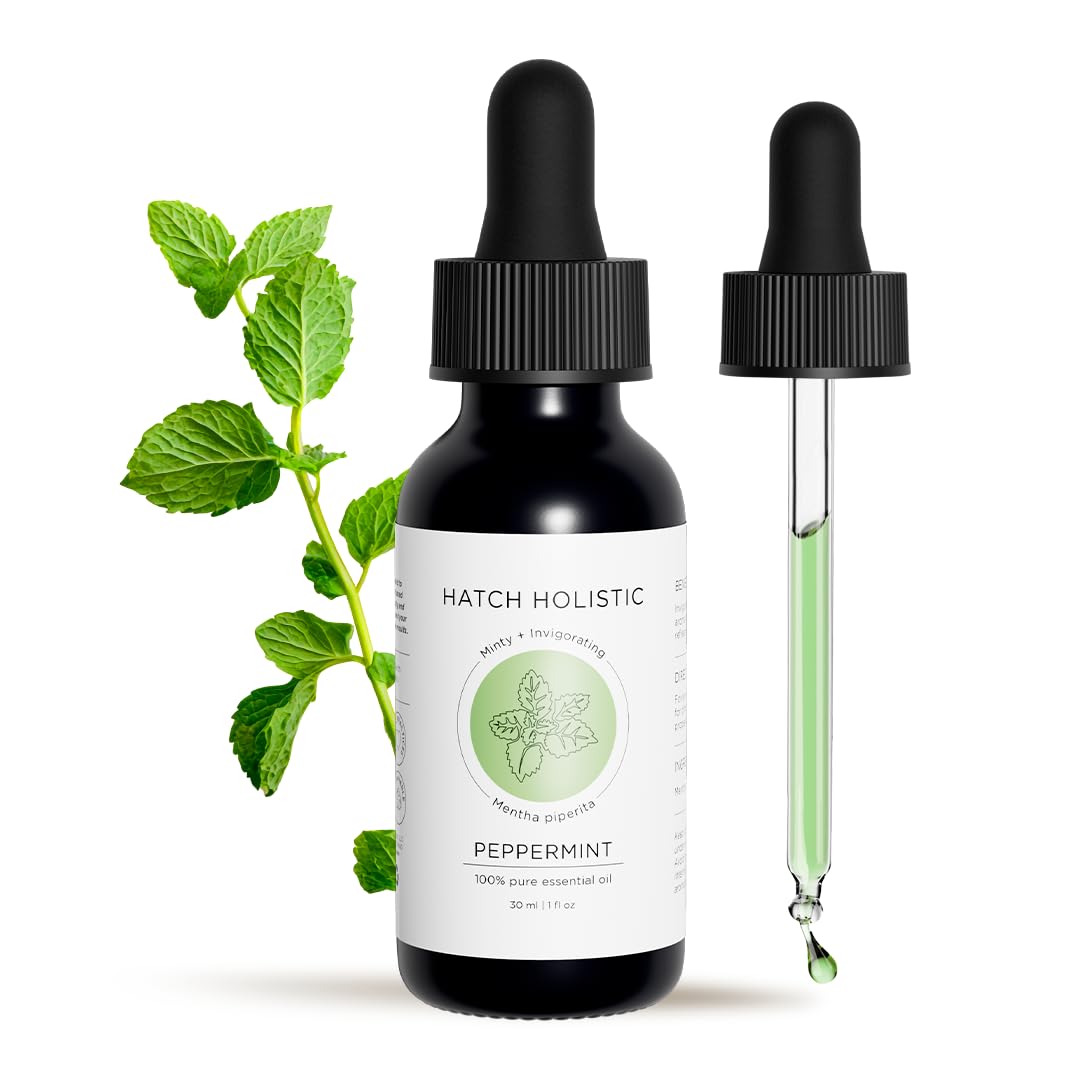 Hatch Holistic Peppermint Essential Oil - 1oz | Pure Peppermint Oil for Diffusers, Aromatherapy, Skincare