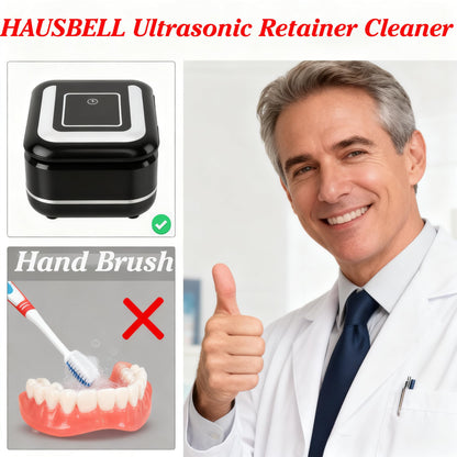 HAUSBELL Dental Pod Ultrasonic Retainer Cleaner – 8 Tablets + Noise-Reduction Lid