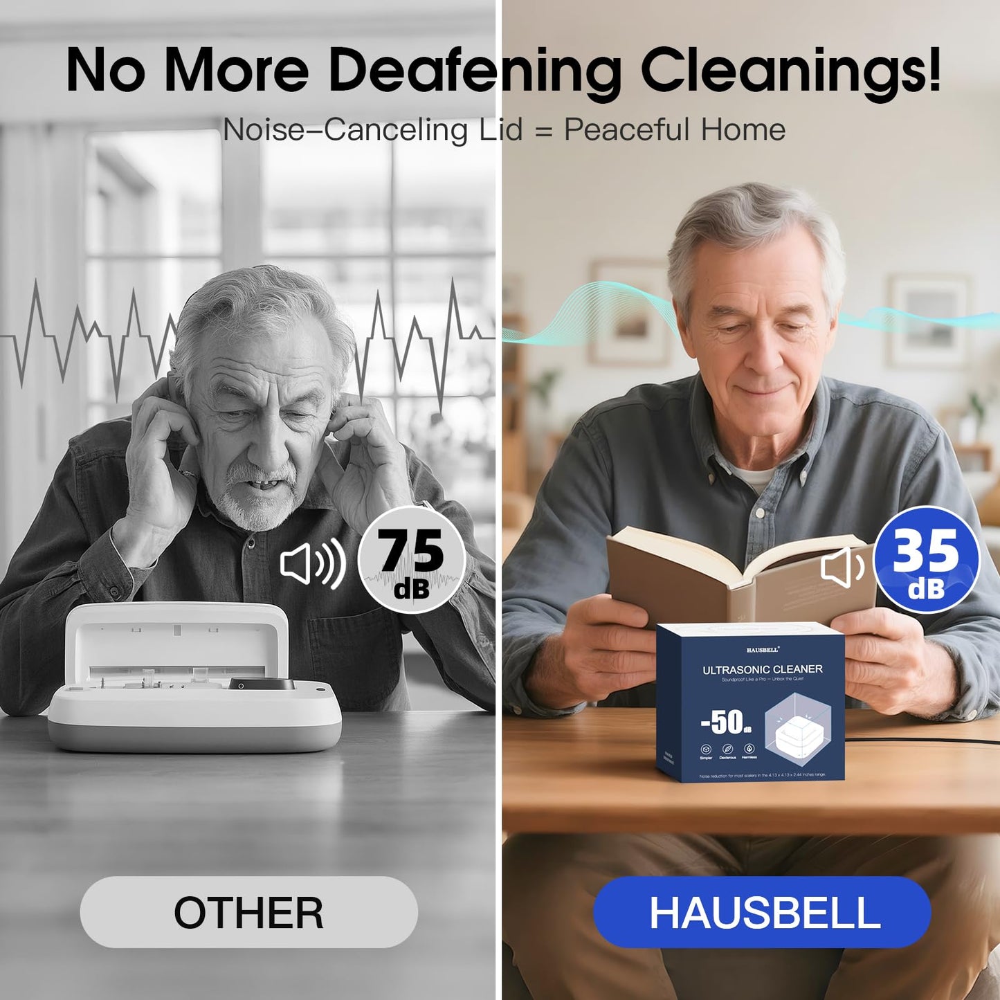 HAUSBELL Dental Pod Ultrasonic Retainer Cleaner – 8 Tablets + Noise-Reduction Lid