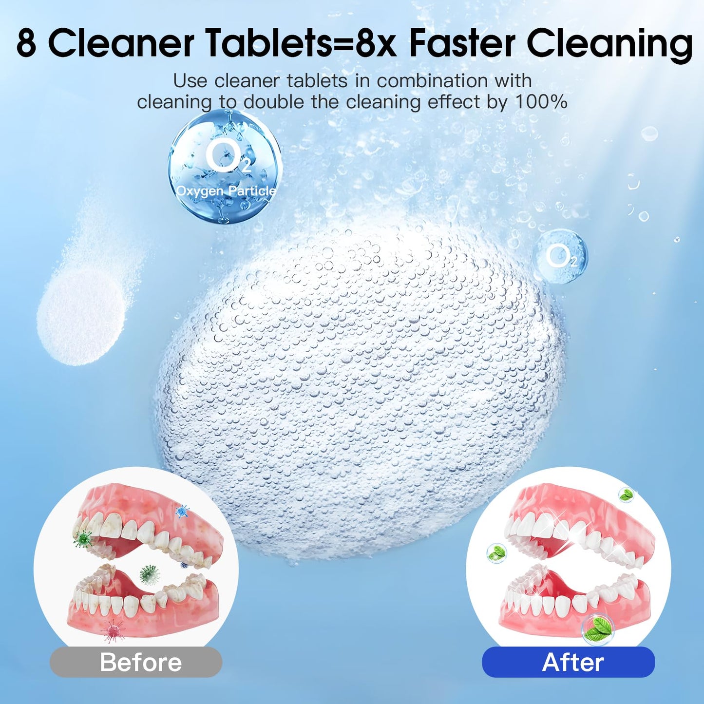 HAUSBELL Dental Pod Ultrasonic Retainer Cleaner – 8 Tablets + Noise-Reduction Lid