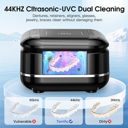 HAUSBELL Dental Pod Ultrasonic Retainer Cleaner – 8 Tablets + Noise-Reduction Lid