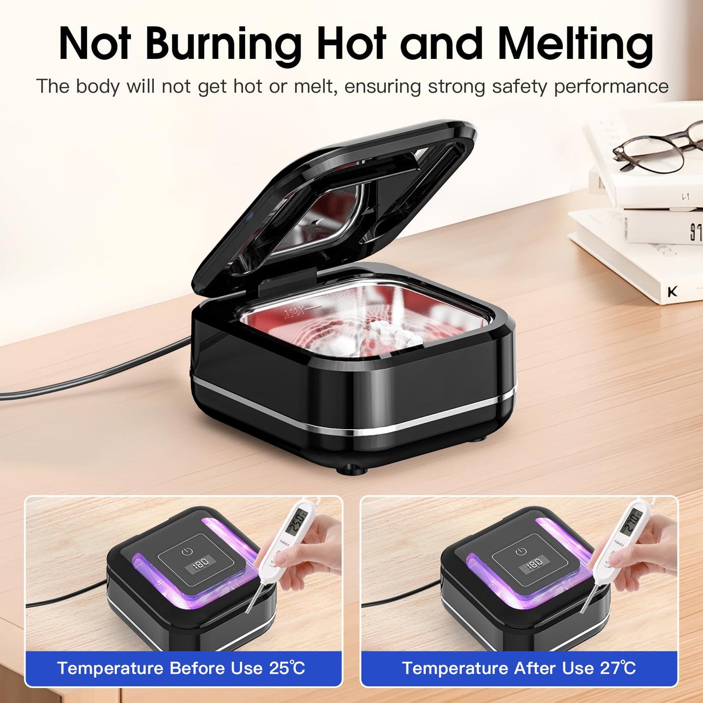 HAUSBELL Dental Pod Ultrasonic Retainer Cleaner – 8 Tablets + Noise-Reduction Lid