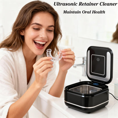 HAUSBELL Dental Pod Ultrasonic Retainer Cleaner – 8 Tablets + Noise-Reduction Lid