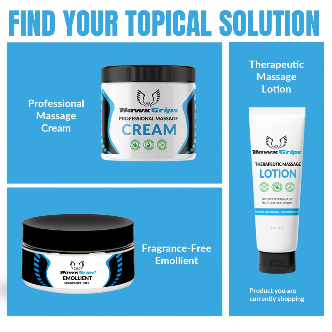 HawkGrips 8oz Therapeutic Massage Lotion – Unscented, Non-Greasy, Deep Tissue