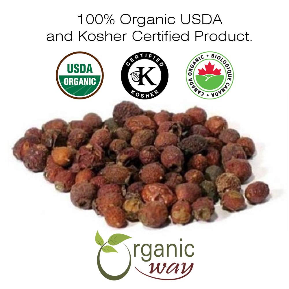 Organic Hawthorn Berries Cut & Sifted (Crataegus monogyna) – European Wild-Harvest, Albania | Kosher, Vegan, Non-GMO | 1 lb